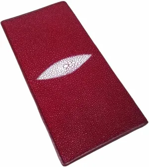 Unisex Style Authentic Real Stingray Skin Women Men Slim Bifold Wallet Card Bag Genuine Leather Female Male Thin Clutch Purse (Burgundy), LKC-008
