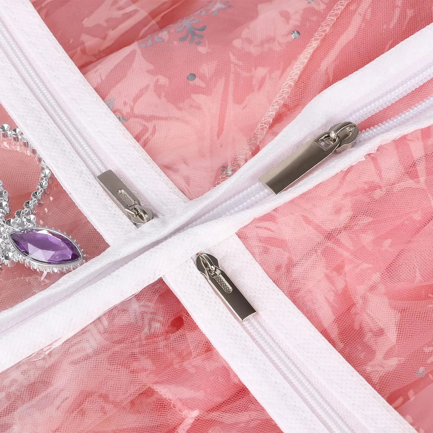 Univivi Clear PVC Dance Costume Bags Garment Bag 40 Inch for Dance Competitions, with 4 Medium Clear Zipper Pockets and 1 Large Back Zippered Pocket (Clear)