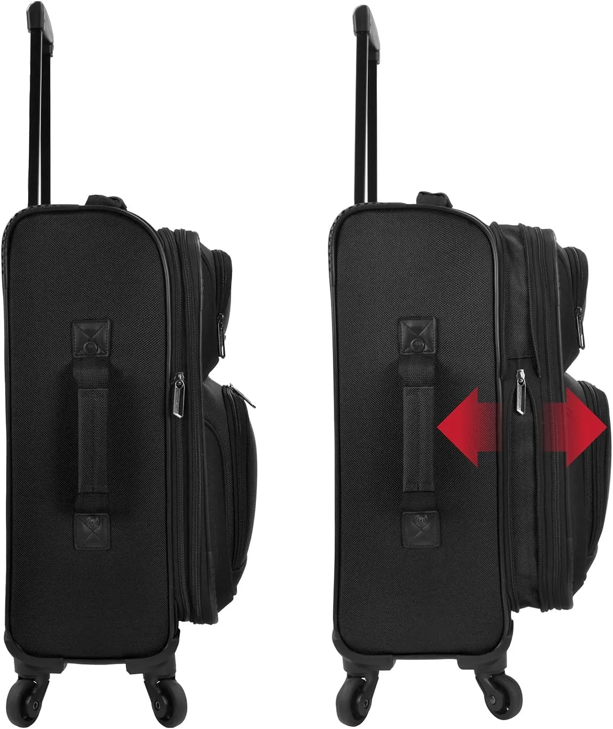U.S. Traveler Lightweight Rolling 20" Carry On Luggage Softside Suitcase, Black, 4 Wheel