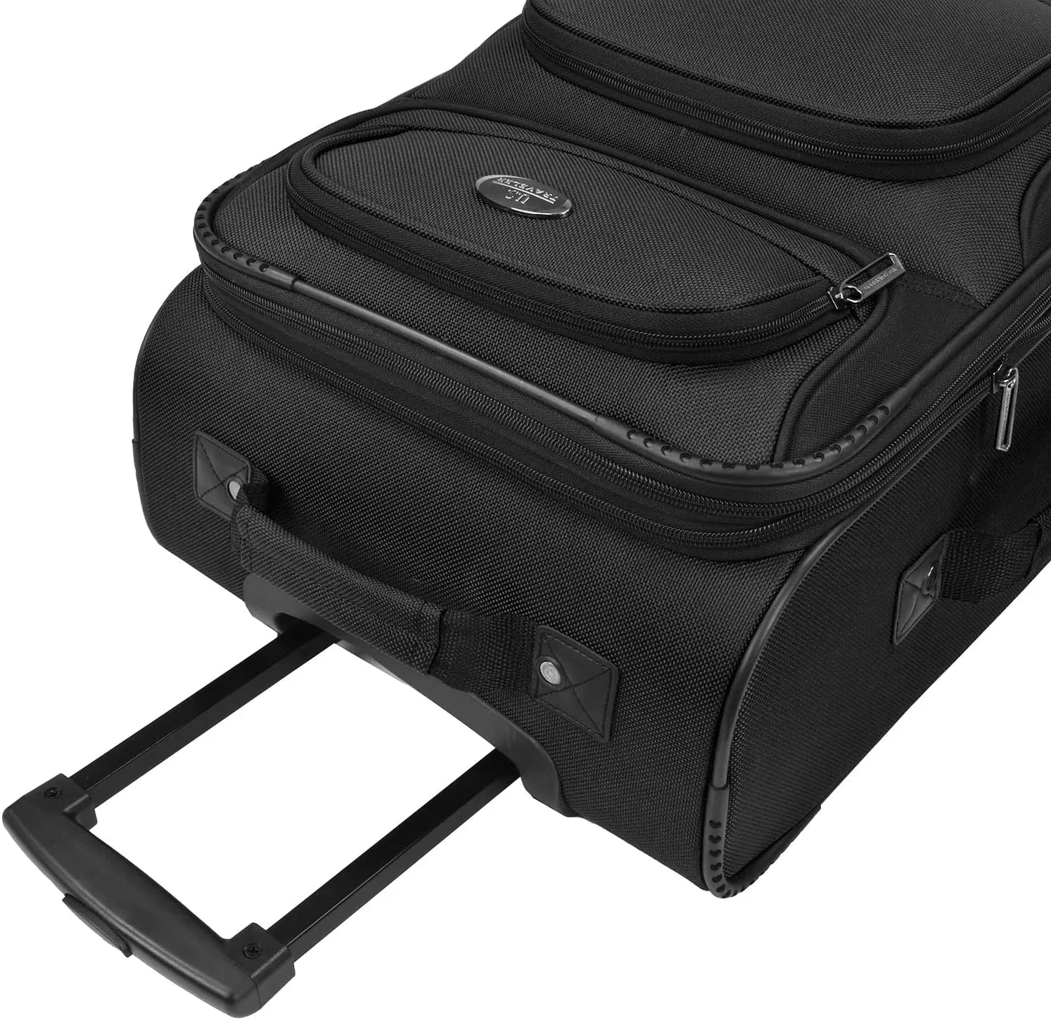 U.S. Traveler Lightweight Rolling 20" Carry On Luggage Softside Suitcase, Black, 4 Wheel