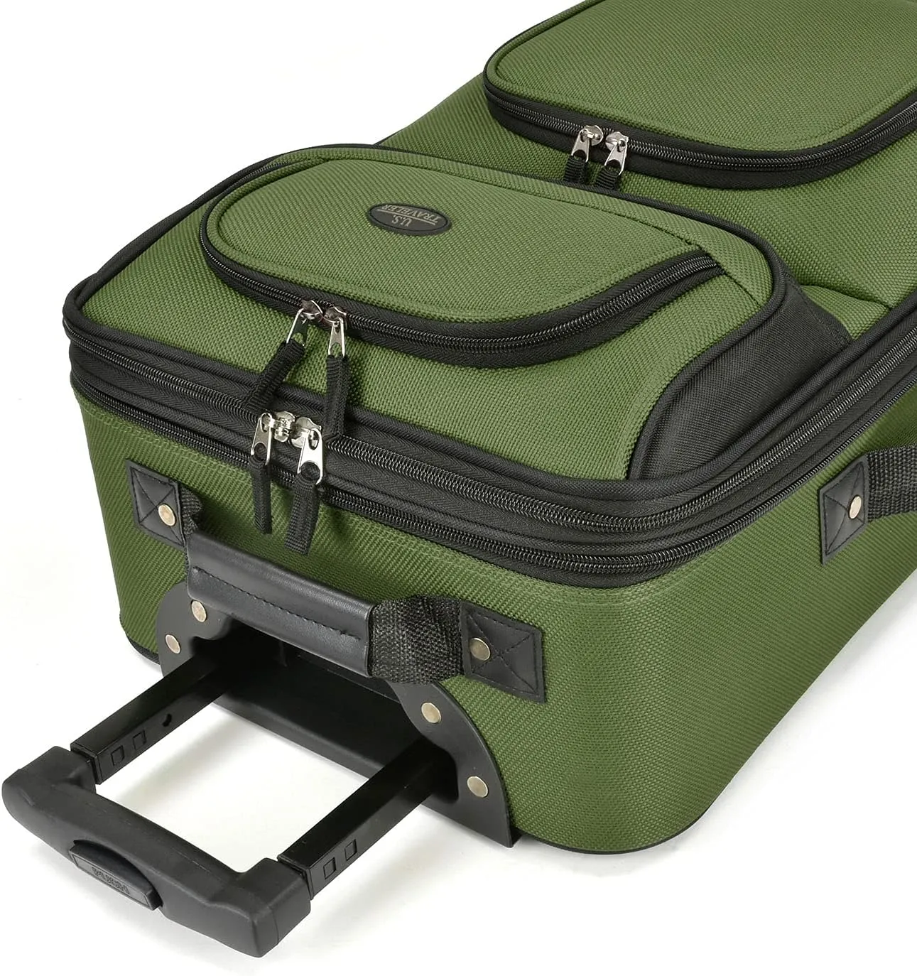 U.S. Traveler Rio Lightweight Carry-On Suitcase 20" Softside Expandable Design, Durable, Business and Travel, Evergreen, Set