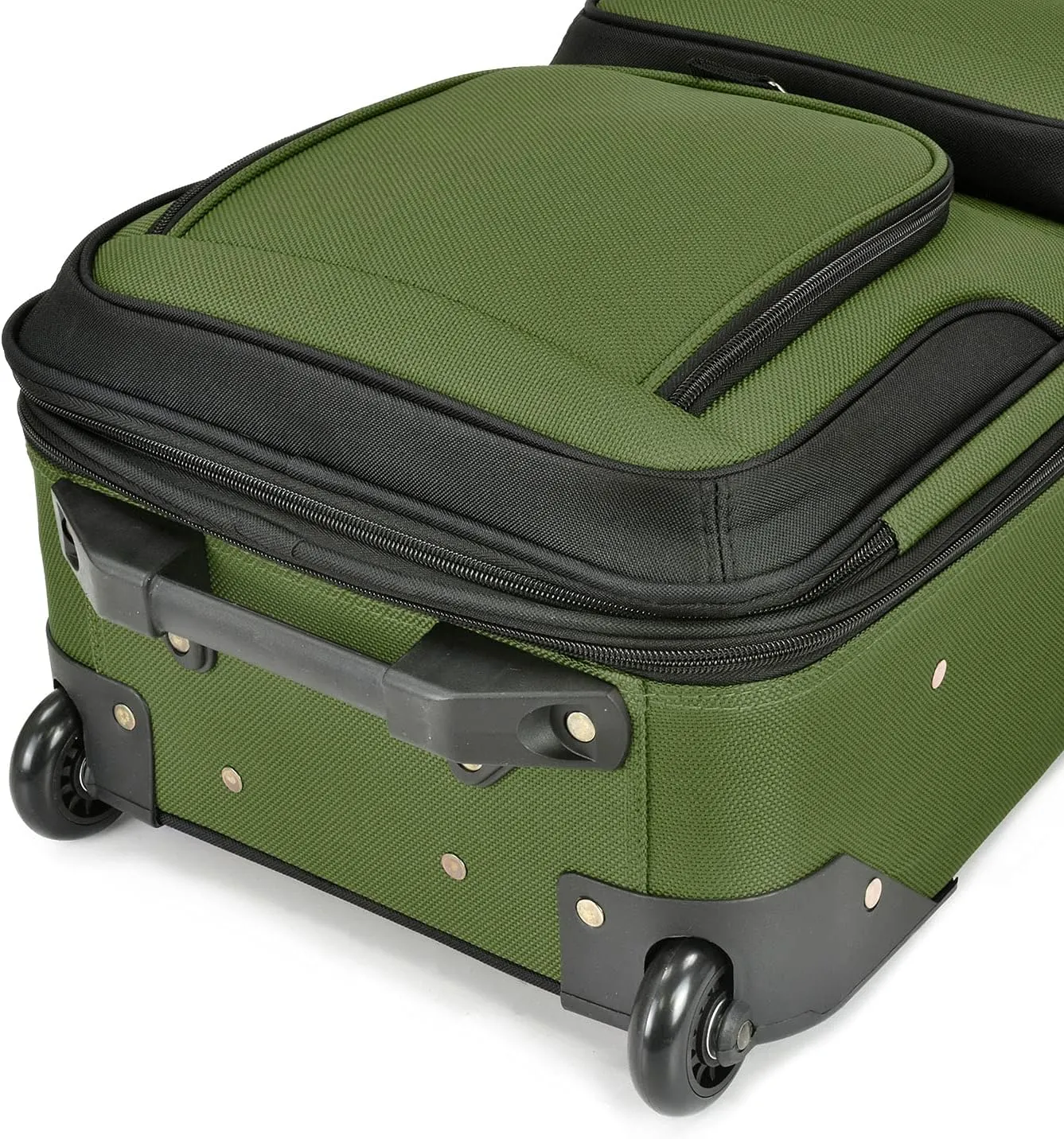 U.S. Traveler Rio Lightweight Carry-On Suitcase 20" Softside Expandable Design, Durable, Business and Travel, Evergreen, Set