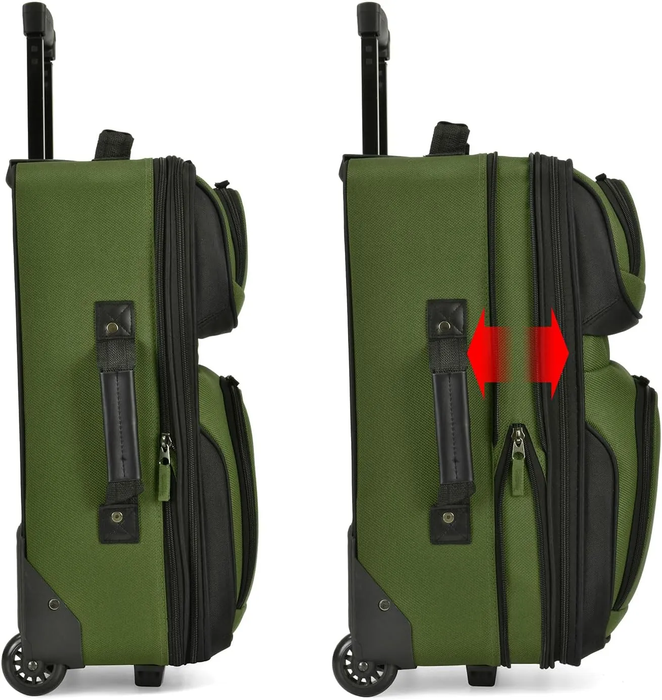 U.S. Traveler Rio Lightweight Carry-On Suitcase 20" Softside Expandable Design, Durable, Business and Travel, Evergreen, Set