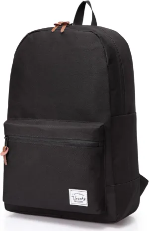 VASCHY School Backpack, Unisex Slim Lightweight Water-resistant Backpack for Men Women College Schoolbag Travel Bookbag
