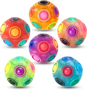 Vdealen Magic Rainbow Puzzle Ball, Fidget Ball Puzzle Brain Teaser Fidget Toy- Birthday Party Easter Valentines Christmas Stocking Stuffers for Kids Teen & Adults-6 Pack