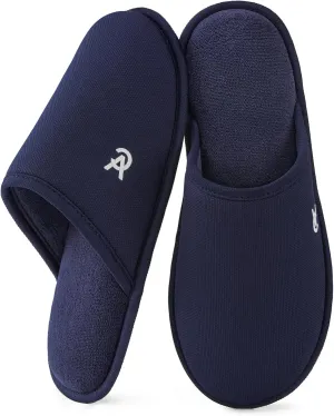VeraCosy Men's Knitted Scottish Slippers with Soft Memory Foam Non Slip Indoor Rubber Sole