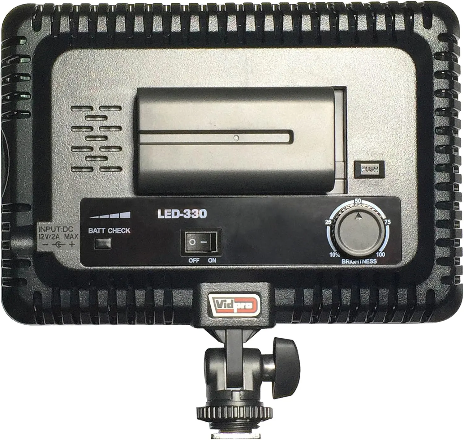 Vidpro LED-330 Photo and Video Light Kit - On Camera Panel LED Light - Adjustable and Dimmable Light Fits Cameras Video Camcorders and DLSR w/Hot Shoe Includes Rechargeable Battery Diffuser and More