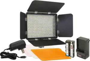 Vidpro LED-330 Photo and Video Light Kit - On Camera Panel LED Light - Adjustable and Dimmable Light Fits Cameras Video Camcorders and DLSR w/Hot Shoe Includes Rechargeable Battery Diffuser and More