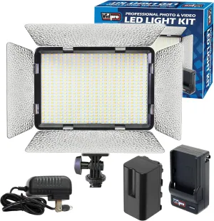 Vidpro LED-530 Photo and Video Light Kit - On Camera Panel LED Light - Adjustable and Dimmable 3200K-5600K Variable Color Light Fits Cameras w/Hot Shoe Includes Rechargeable Battery Diffuser