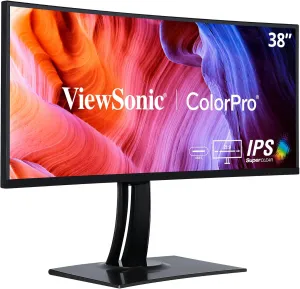 ViewSonic VP3881A 38-Inch IPS WQHD  Curved 21:9 Monitor with 100% sRGB Rec 709, Eye Care, HDR10 Support, 90W USB C, HDMI, USB, DisplayPort for Professional Home and Office
