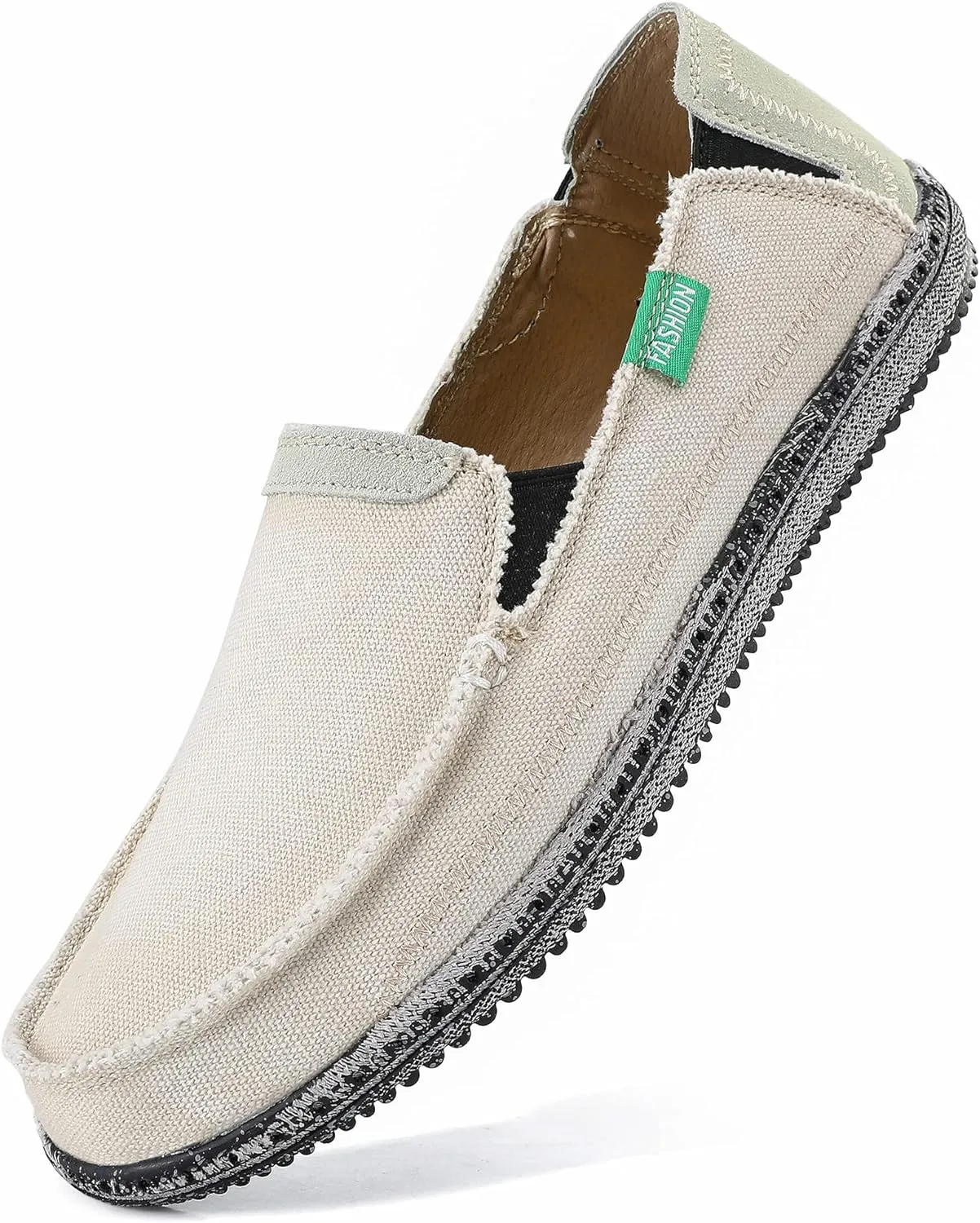 VILOCY Mens Slip on Deck Shoes Zero Drop Casual Canvas Loafer Vintage Flat Boat Shoes