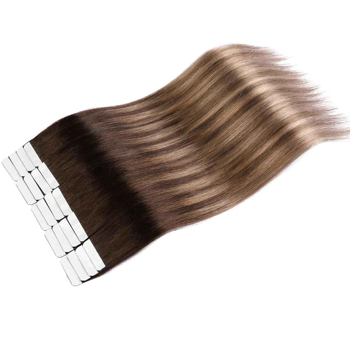VINBAO Tape In Hair Extensions Human Hair Ombre Balayage Color 2/6/18 Ash Blonde Extensions Real Hair Glue In Extensions 50 Grams 20 Pieces (14inch, #2/6/18)