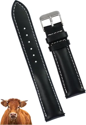 Vintage Flat Leather Watch Band Quick Release Thin Leather Strap For Men Women Handmade Extra Soft Slim Watch Wrist Band Elegant Replacement Strap 18mm 19mm 20mm 21mm 22mm