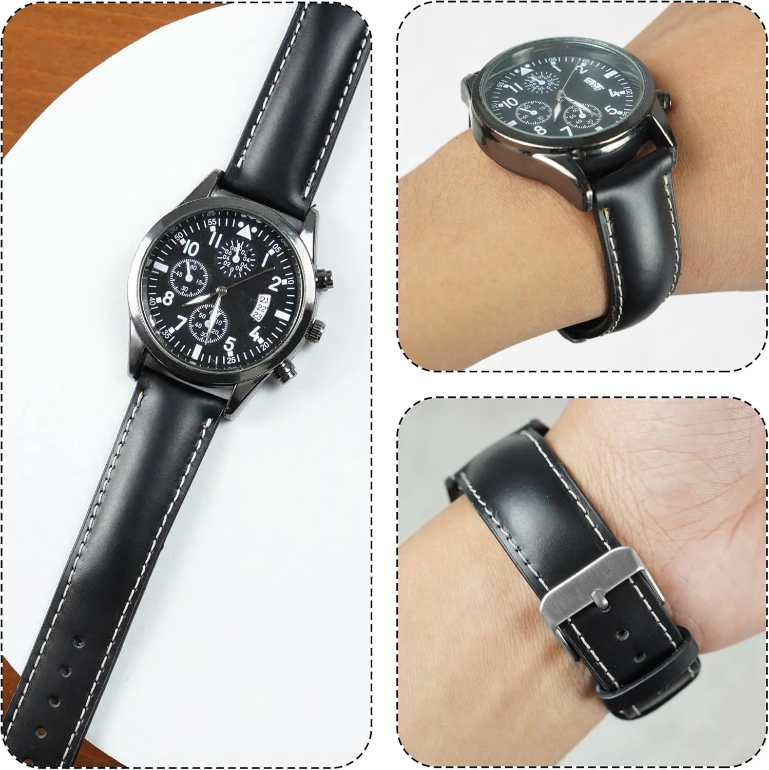 Vintage Flat Leather Watch Band Quick Release Thin Leather Strap For Men Women Handmade Extra Soft Slim Watch Wrist Band Elegant Replacement Strap 18mm 19mm 20mm 21mm 22mm