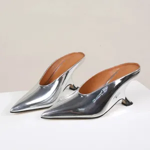 Viola Pointed Toe Tulip Mule Pumps