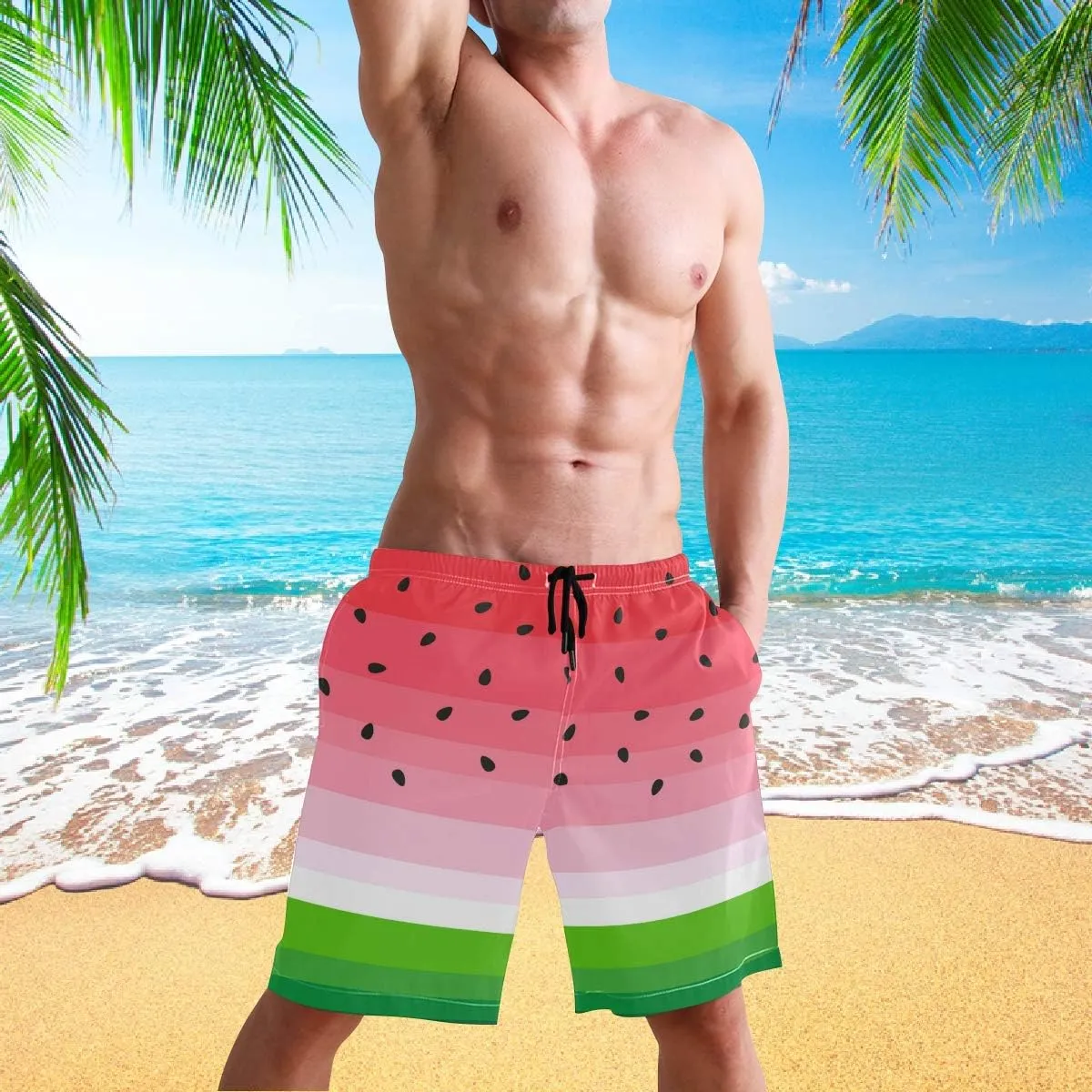 visesunny Stylish Mens Swim Trunks Quick Dry Beachwear Sports Swim Board Shorts Holiday Party Bathing Suits