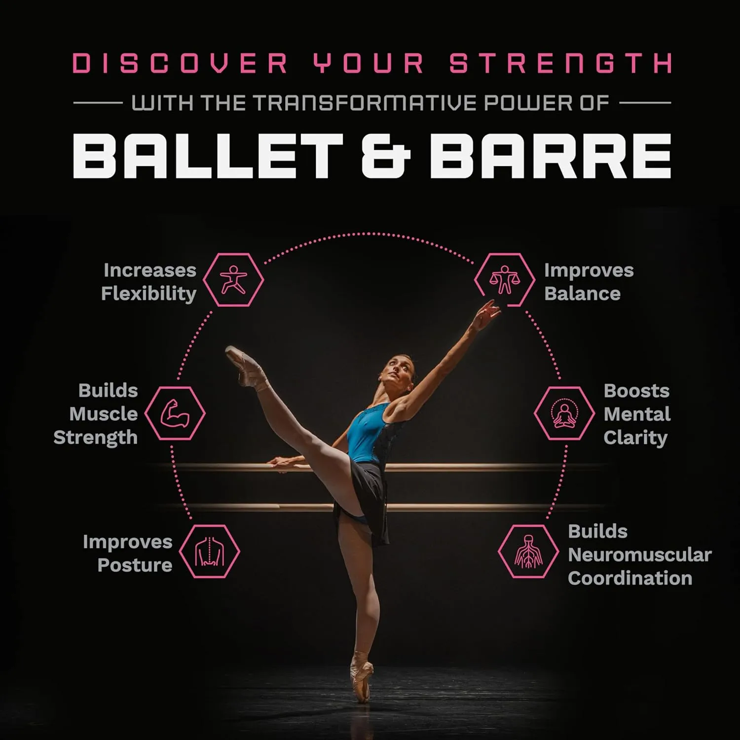 VITA Barre Wall-Mounted Single Ballet Barre, Archos, Wood | Fixed Height, Made in USA, Home, Studio or Gym Exercise Equipment for Kids & Adults | Dance, Fitness, Pilates