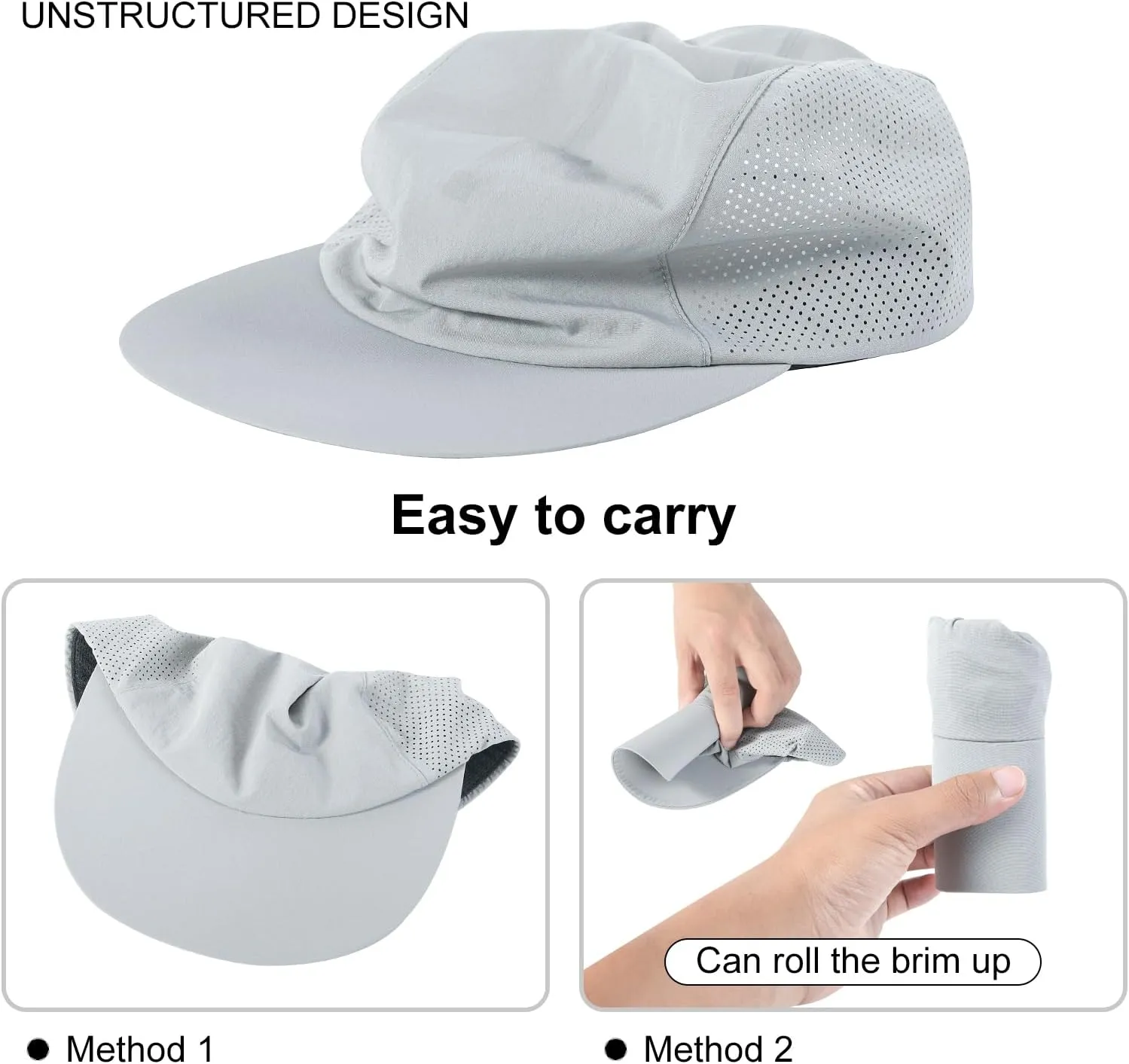 VOBOOM Unstructured Baseball Cap Flat Brim Quick Dry Outdoor Sports Hat for Men and Women