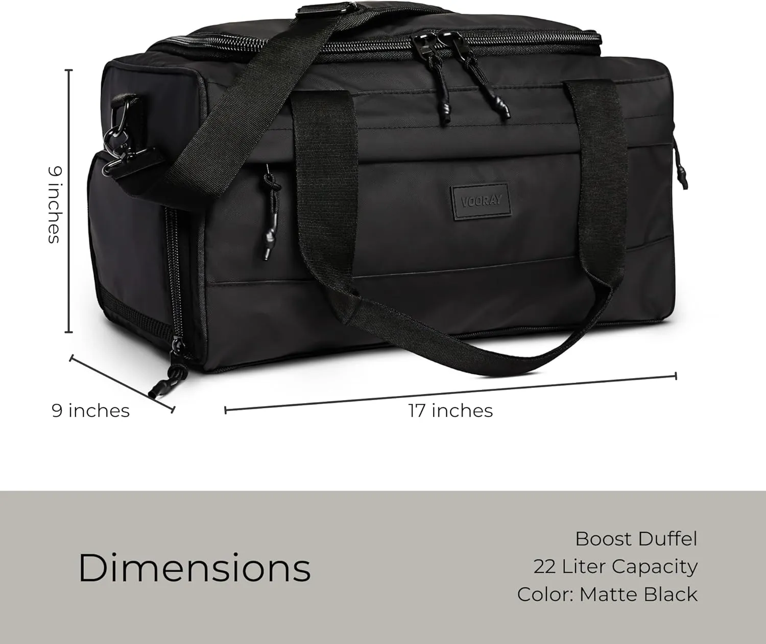 Vooray 22L Boost Duffel Bag – Small Travel & Sports Gym Bag for Women and Men with Shoe Pocket, Weekender for Overnight Football, Travel, Hospital Stays or Workout