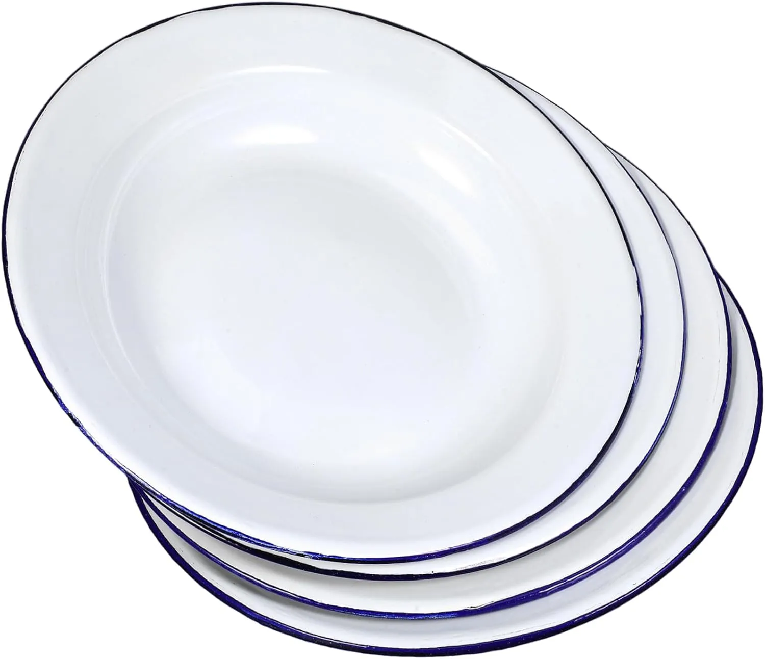 Wakauto Enamel Dinner Plates Flat Edge Camp Plates Enamelled Dish Suitable for Outdoor Kitchen Dining Easy to Clean Modern Style