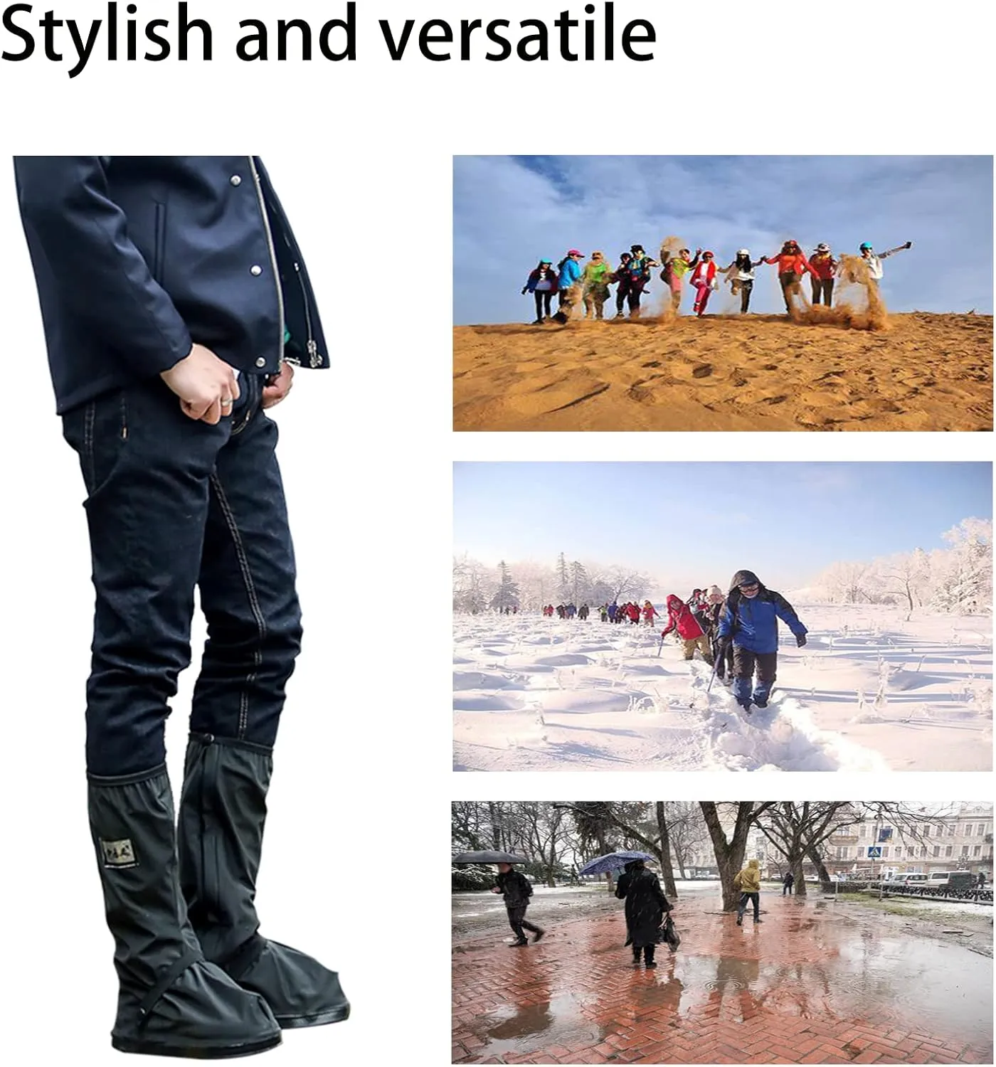 Waterproof Rain Boot Shoe Cover with Reflector Reusable & Foldable