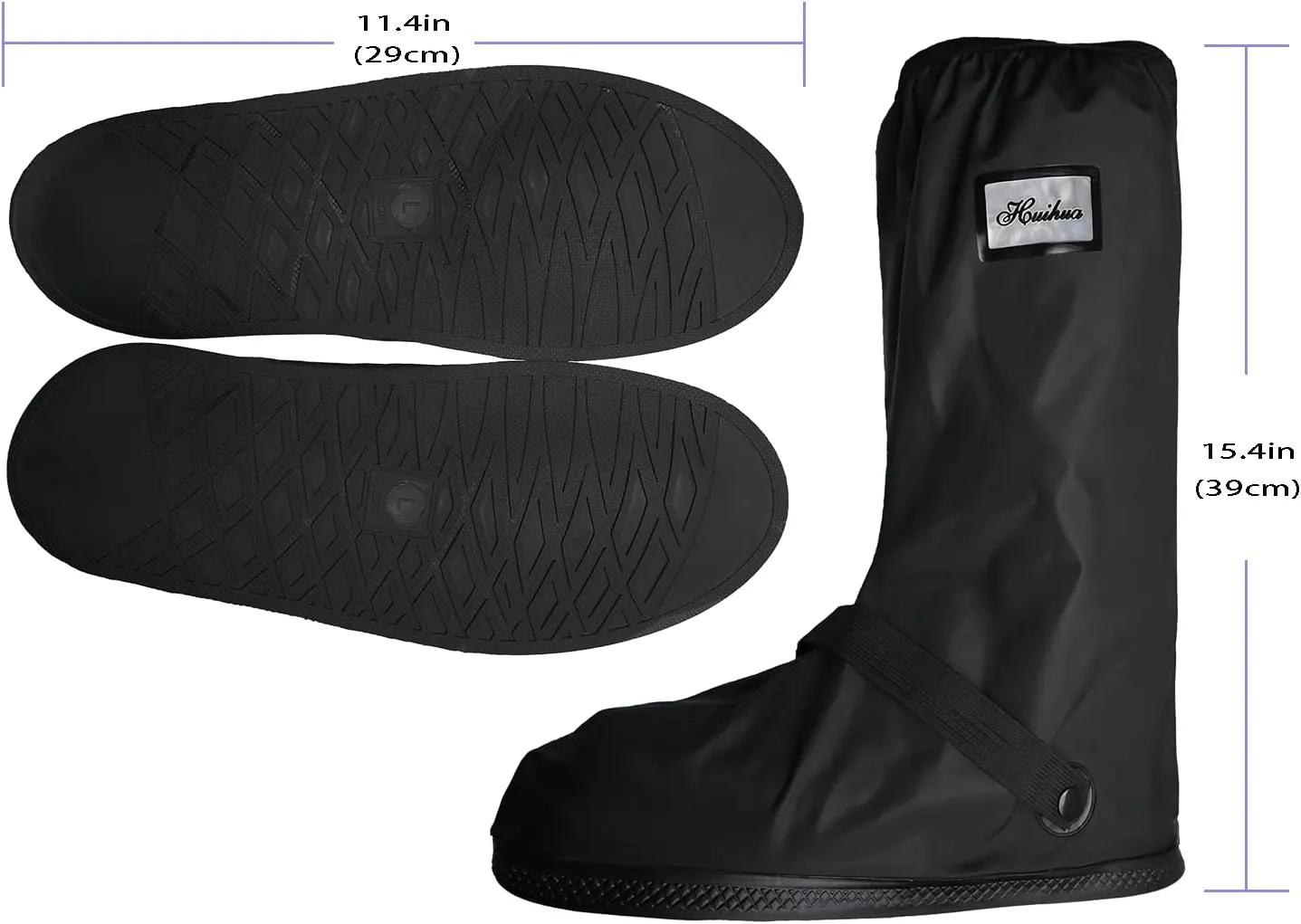 Waterproof Rain Boot Shoe Cover with Reflector Reusable & Foldable