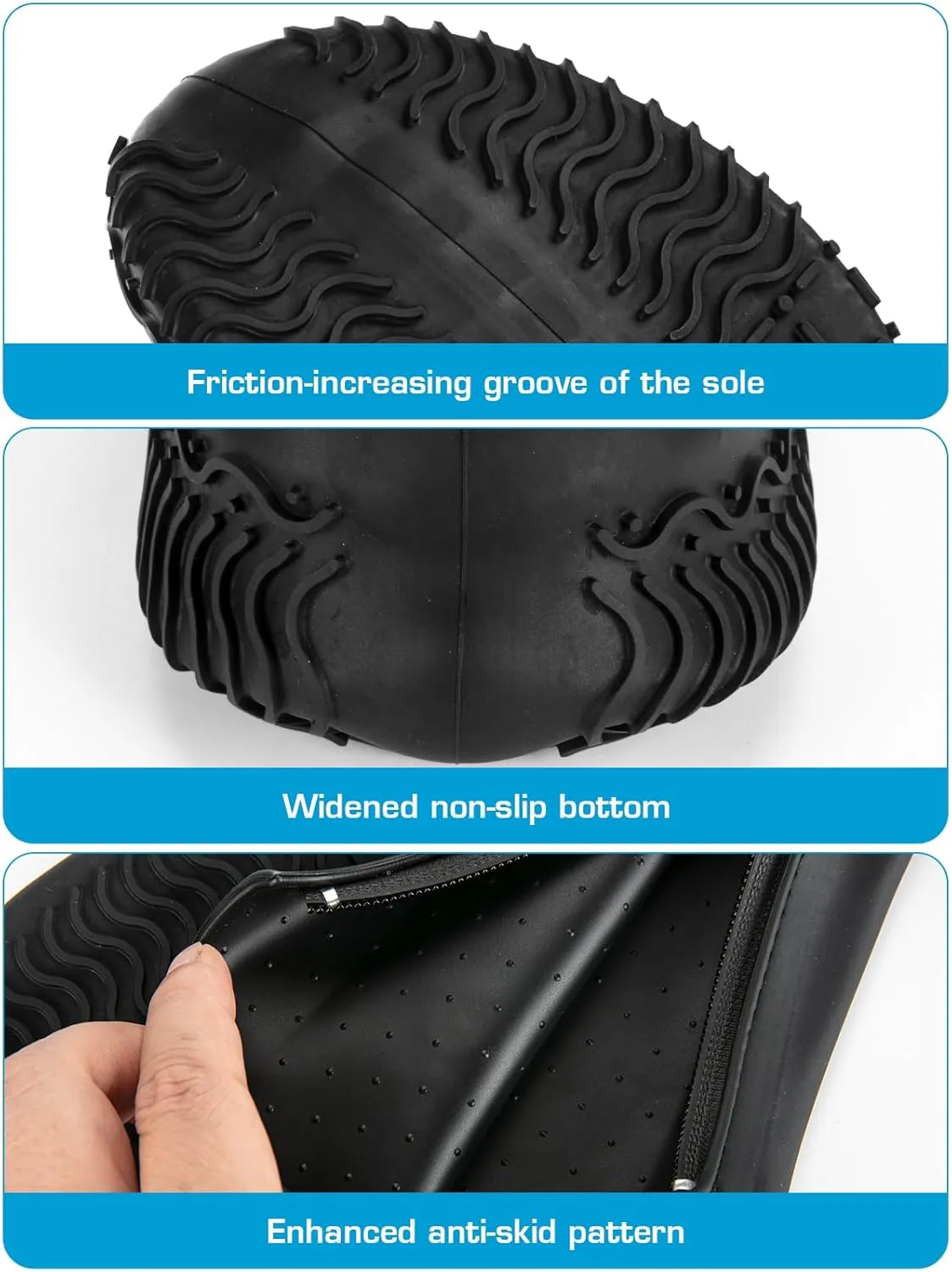 Waterproof Rain Shoe Covers, Silicone Overshoes with Zipper Non-slip Galoshes for Men and Women