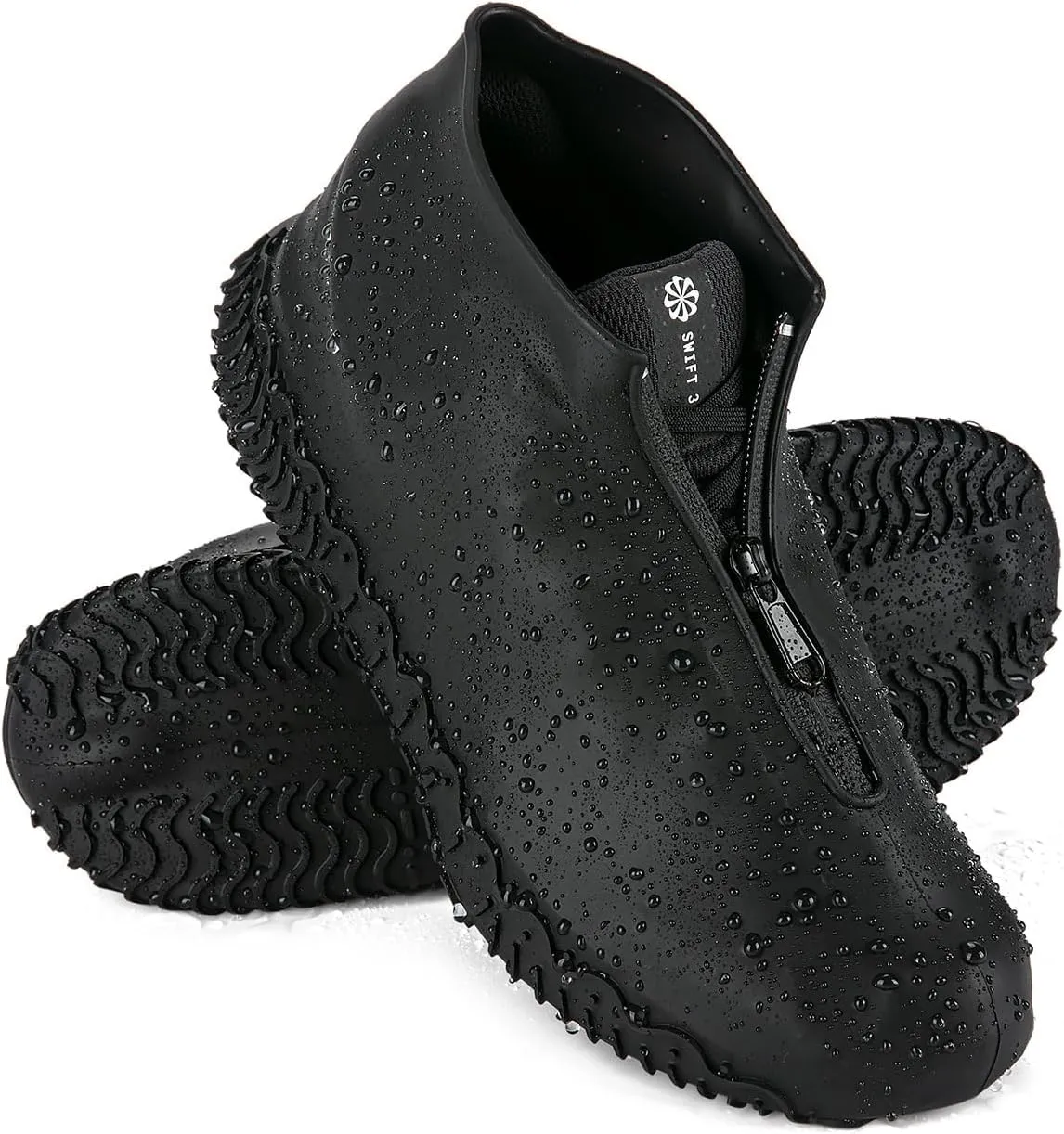 Waterproof Rain Shoe Covers, Silicone Overshoes with Zipper Non-slip Galoshes for Men and Women