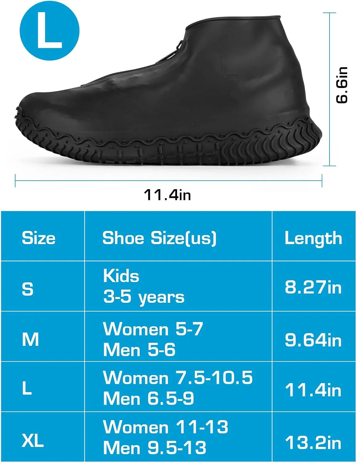 Waterproof Rain Shoe Covers, Silicone Overshoes with Zipper Non-slip Galoshes for Men and Women