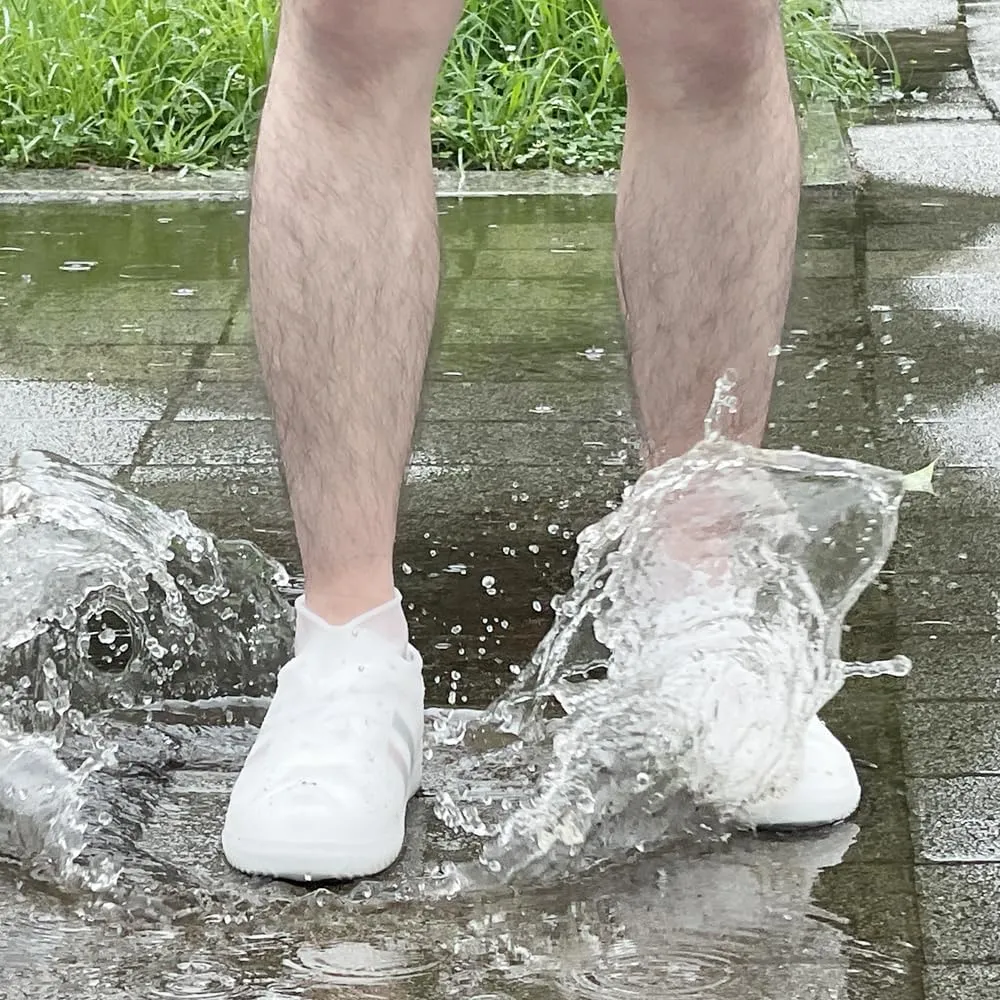 Waterproof Silicone Rubber Shoe Covers for Rain, Non-Slip Easy-Handy Water Resistant Overshoes Outdoor Cycling Hiking Protectors Apply to Men, Women, Kids (Large, Yellow)