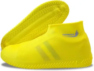 Waterproof Silicone Rubber Shoe Covers for Rain, Non-Slip Easy-Handy Water Resistant Overshoes Outdoor Cycling Hiking Protectors Apply to Men, Women, Kids (Large, Yellow)