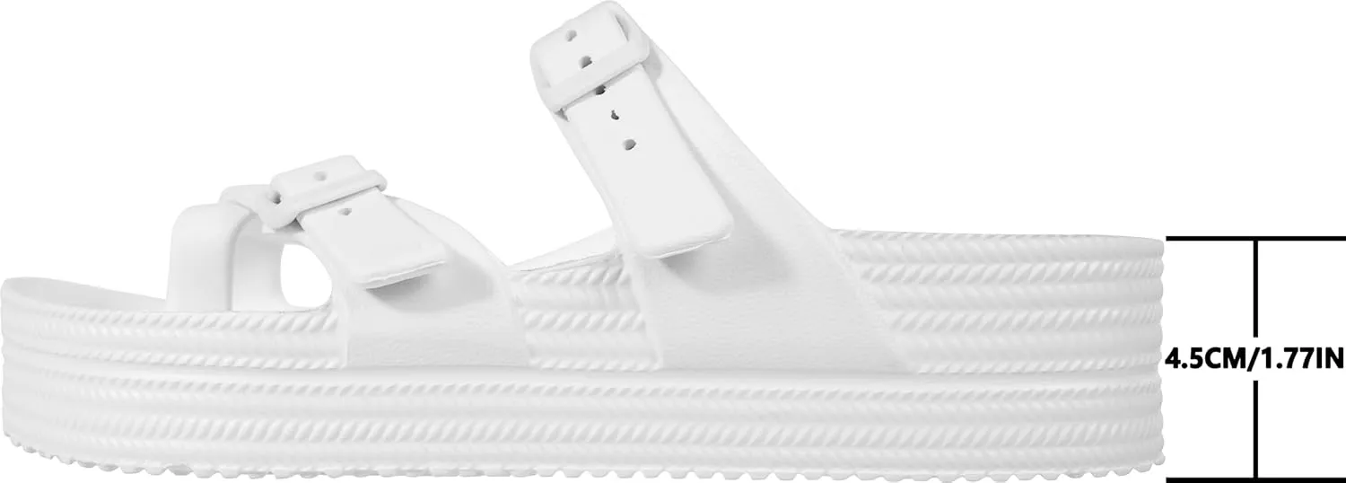 Weweya Womens Sandal with Arch Support - Adjustable Buckle Straps Beach Slides - Summer Lightweight Flip Flops Sandals