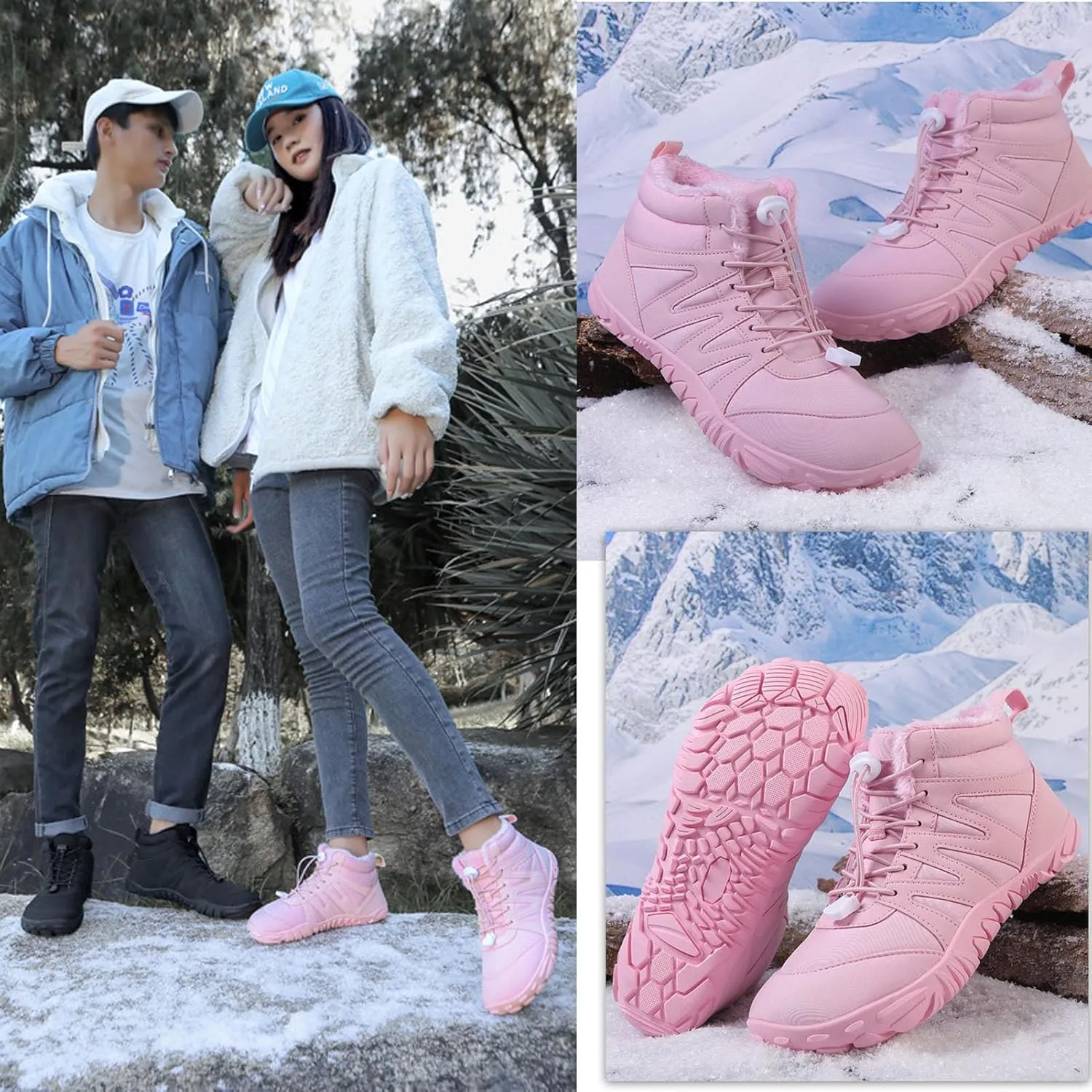 Winter Hike Barefoot Footwear Shoes Womens Mens Wide Toe Box Non-Slip Trail Running High Warm and Non-Slip Boots