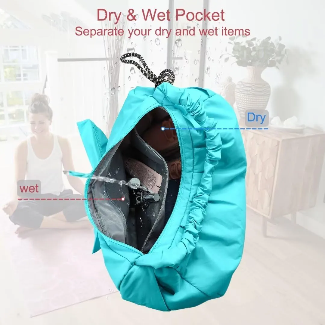 WOLT Gym Bag For Women, Yoga Mat Bag with Shoes Compartment, Wet Pocket and Water Bottle Pocket