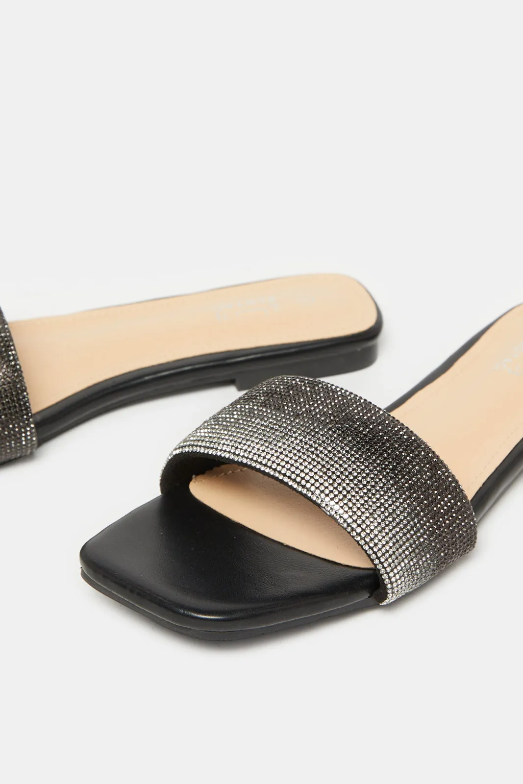 Women Black Embellished Mule
