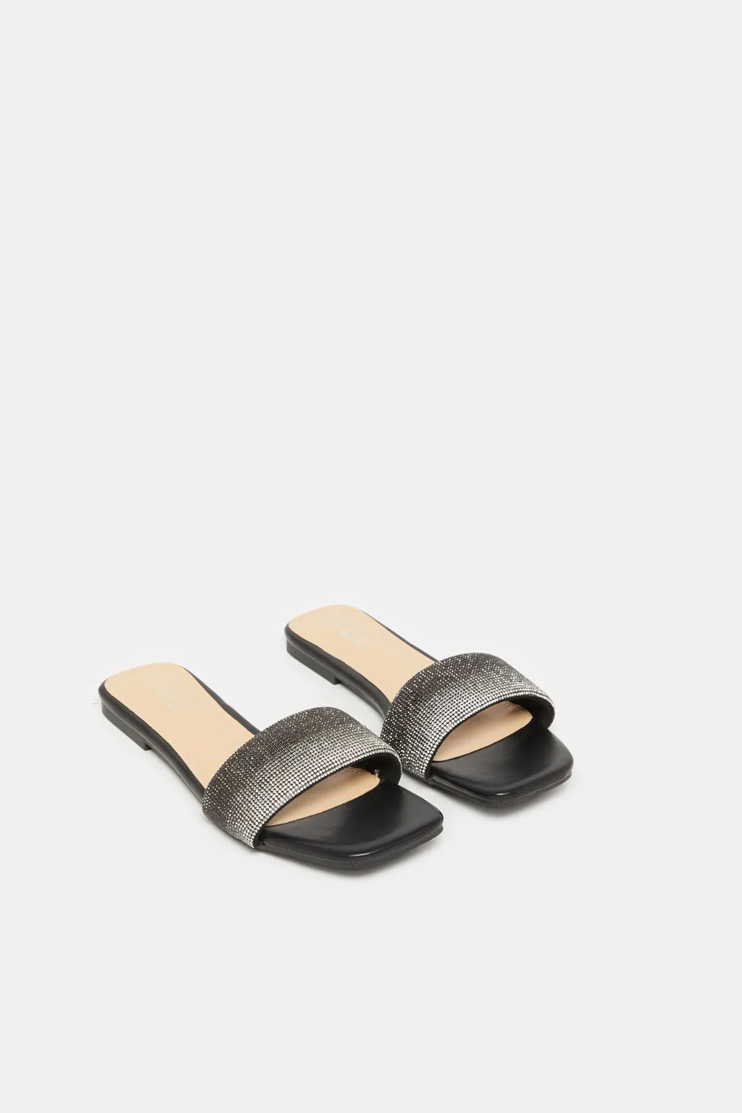 Women Black Embellished Mule