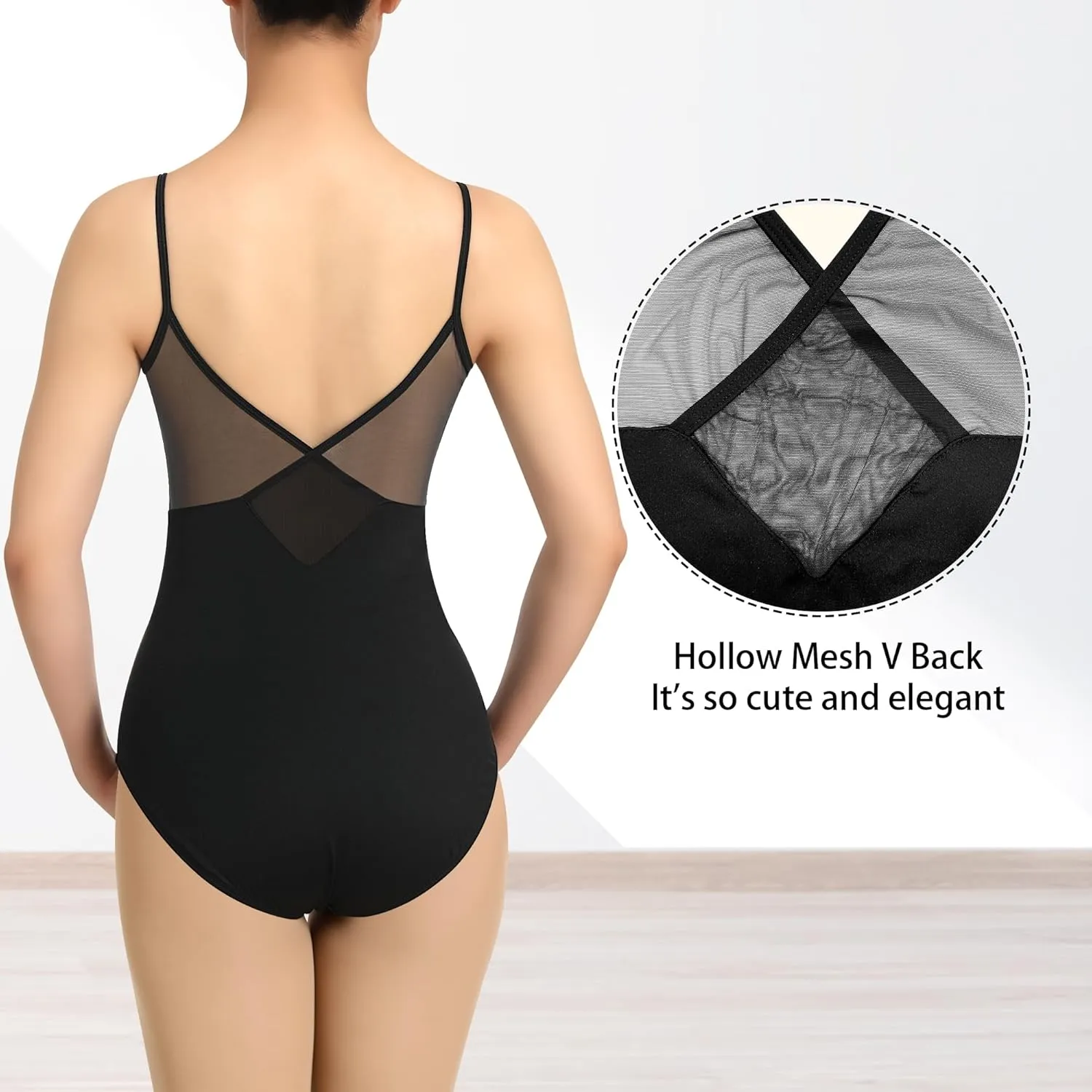Women Camisole Ballet Leotards for Dance Gymnastics Outfits Drawstring, Full Front Lining
