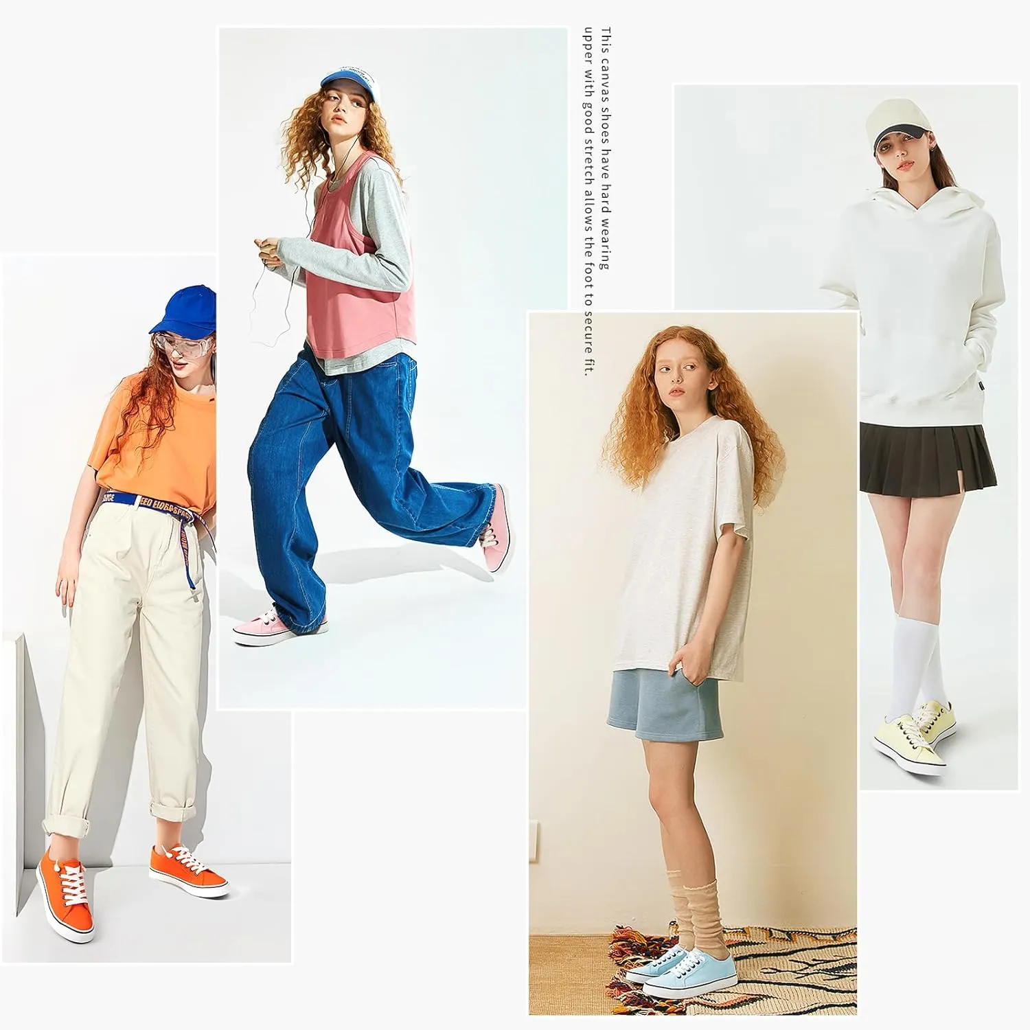 Women Canvas Sneaker Slip On Non Slip Casual Shoes Lace Up Canvas Low Top White Shoes Loafers for Women Fashion Black Sneaker