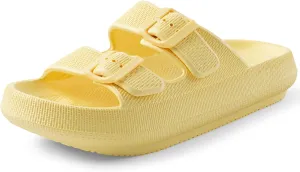 Women Cloud Slide Sandals Woman Slip on Lightweight Adjustable Buckle Slides with Non-Slip Sole for Indoor/Outdoor Use