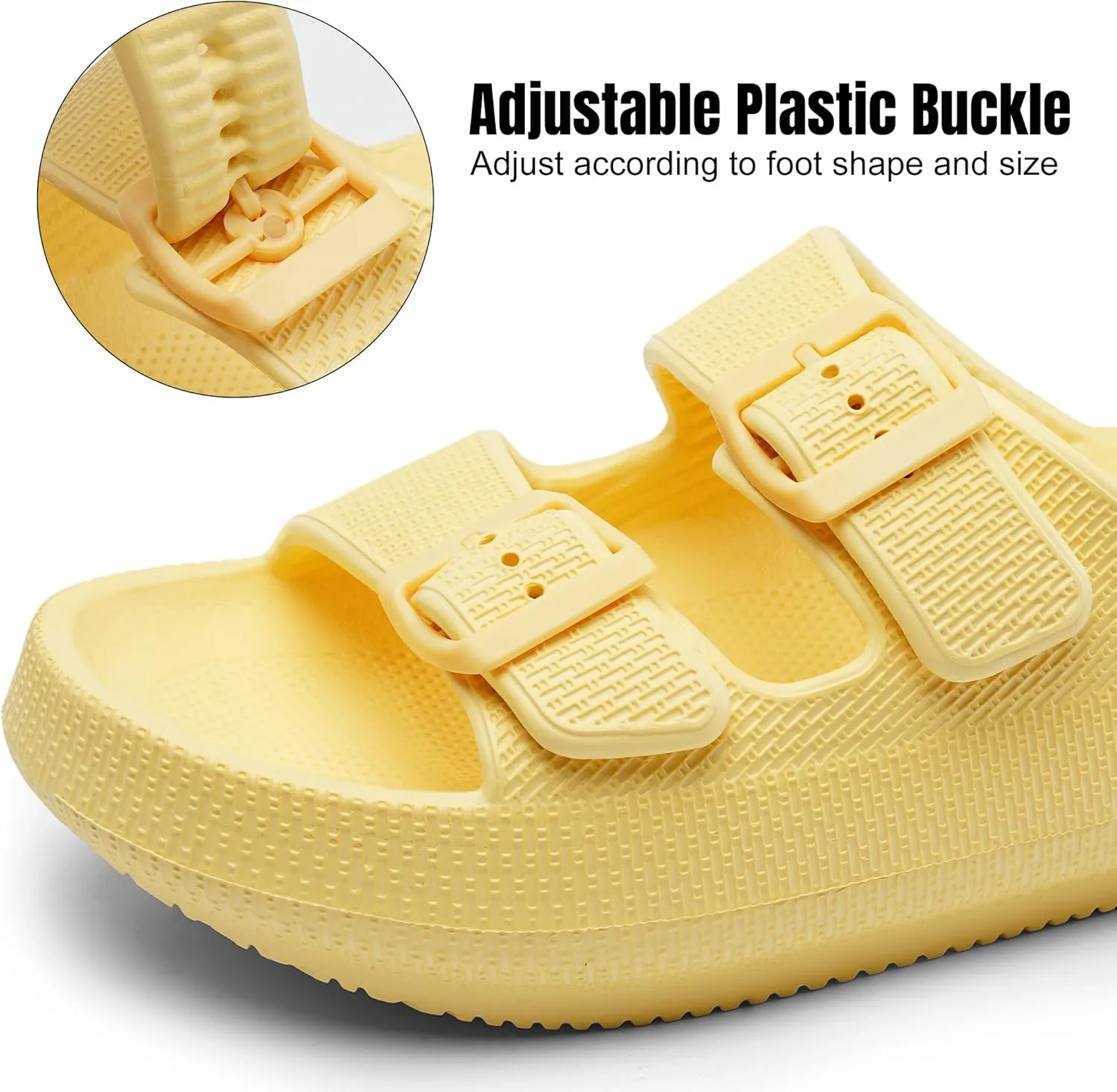 Women Cloud Slide Sandals Woman Slip on Lightweight Adjustable Buckle Slides with Non-Slip Sole for Indoor/Outdoor Use