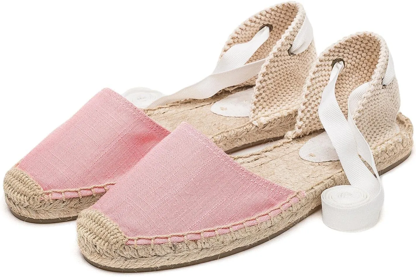 Women Espadrille Lace Up Flats Comfortable Summer Breathable Espadrille Sandals Adjustable Shoelace Dating Work Travel