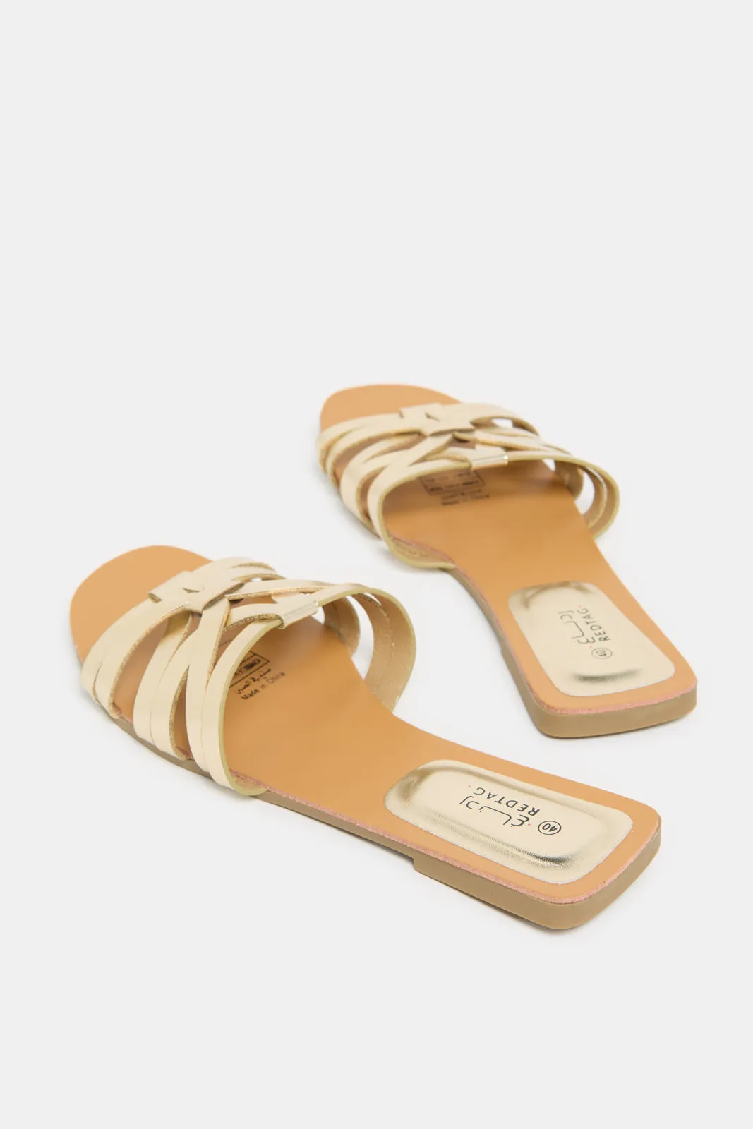 Women Gold Strappy Mule