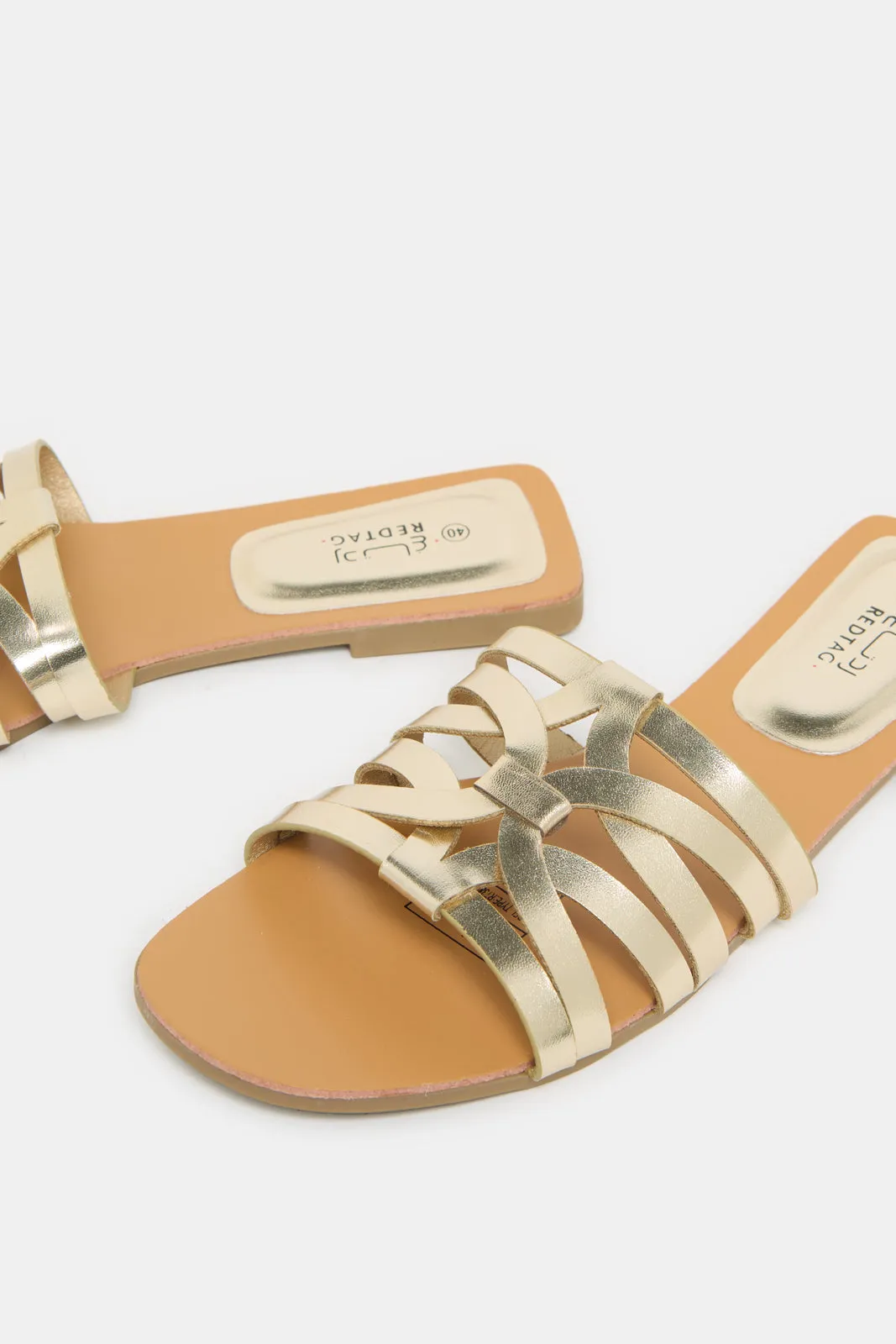 Women Gold Strappy Mule