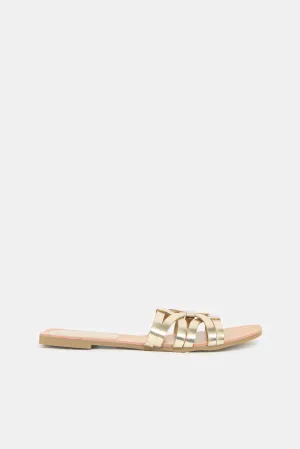 Women Gold Strappy Mule