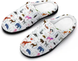 Women House Slippers Ladies Christmas Print Cotton Slippers Soft Clog Slippers Non-Slip Sole Warm Indoor Outdoor Shoes