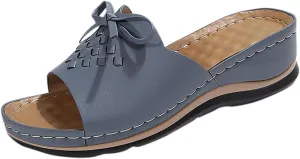 Women Low Wedge Sandals Summer Slip-on Slides Dressy Casual Wedges Slippers Comfort Bowknot Sandal 2025 New