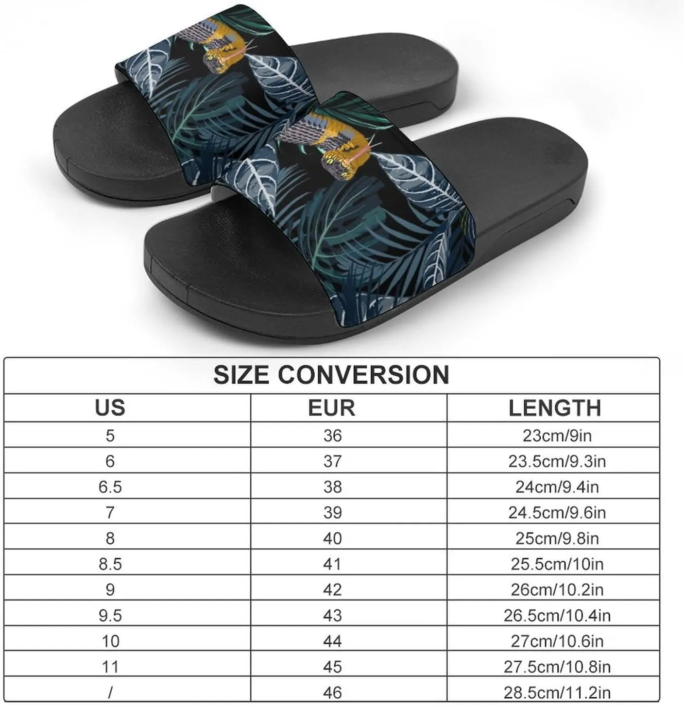 Women Men Slide Slippers Sandals Shower Home Beach House Shoes Gifts, Tropical Jungle Yellow Snake