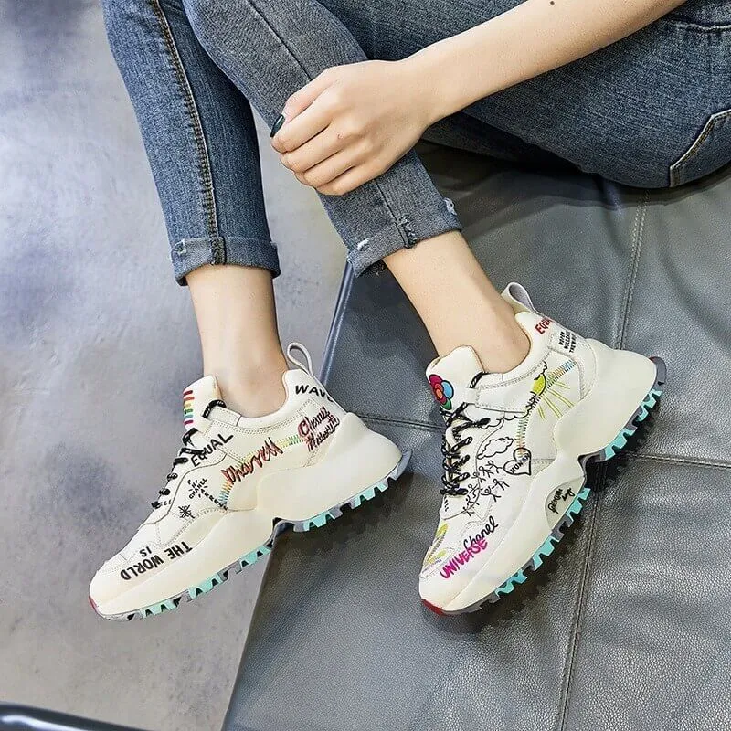 women nevada graffiti sneaker – chunky, stylish and premium comfort | nevada™