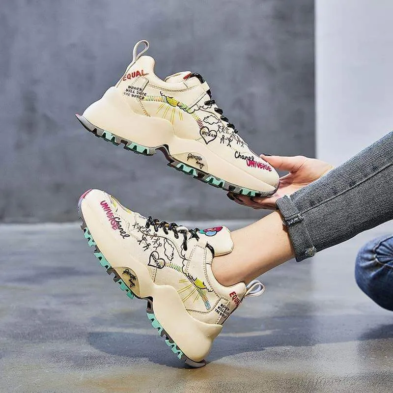women nevada graffiti sneaker – chunky, stylish and premium comfort | nevada™