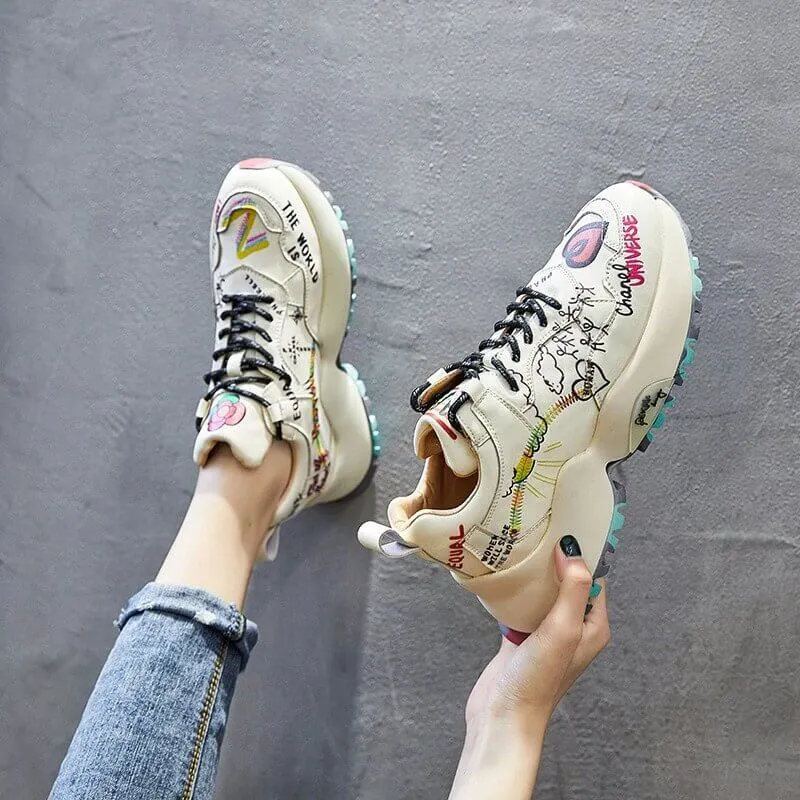 women nevada graffiti sneaker – chunky, stylish and premium comfort | nevada™